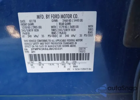 2018 Ford Edge Titanium z USA, uszkodzony, nr VIN 2FMPK3K82JBC53331